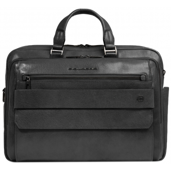 Деловая сумка мужская PIQUADRO SOLM CA7025S141/N с отделением для ноутбука 14" черная натуральнаякожа